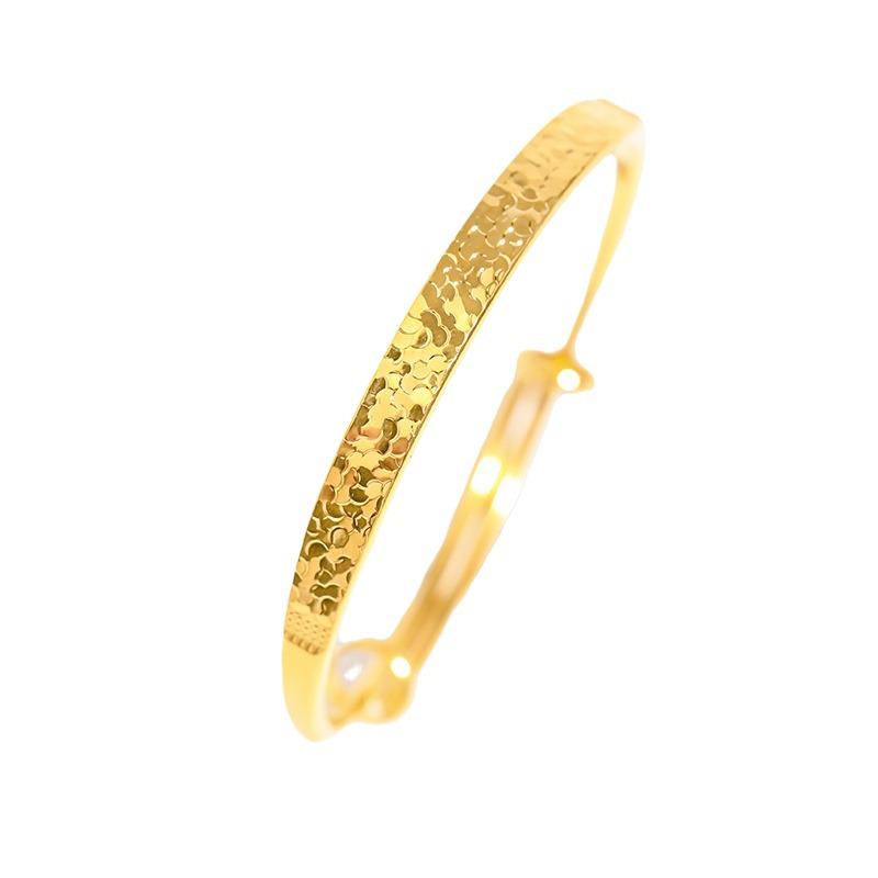 Flashy Gold-Plated 6mm Push-Pull Crushed Ice Bangle Bracelet for Women