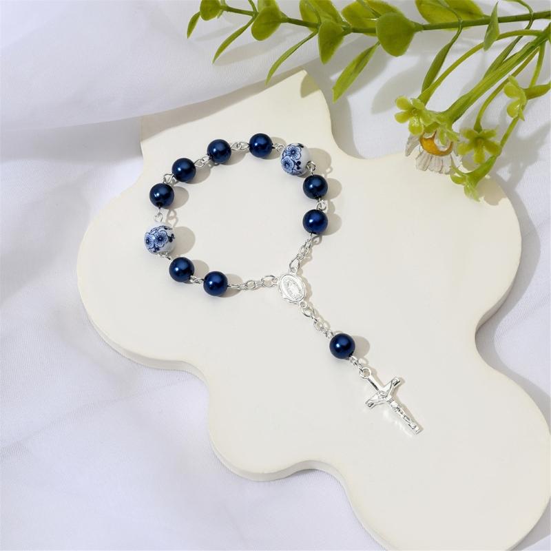 Elegant Crucifix Charm Bracelet Religious Symbol Jewelry Alloy Design Wristband For Daily Wear Secure Lock Clasp