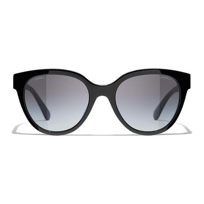 Letter Decoration Acetate Frame Butterfly Sunglasses Women's Black