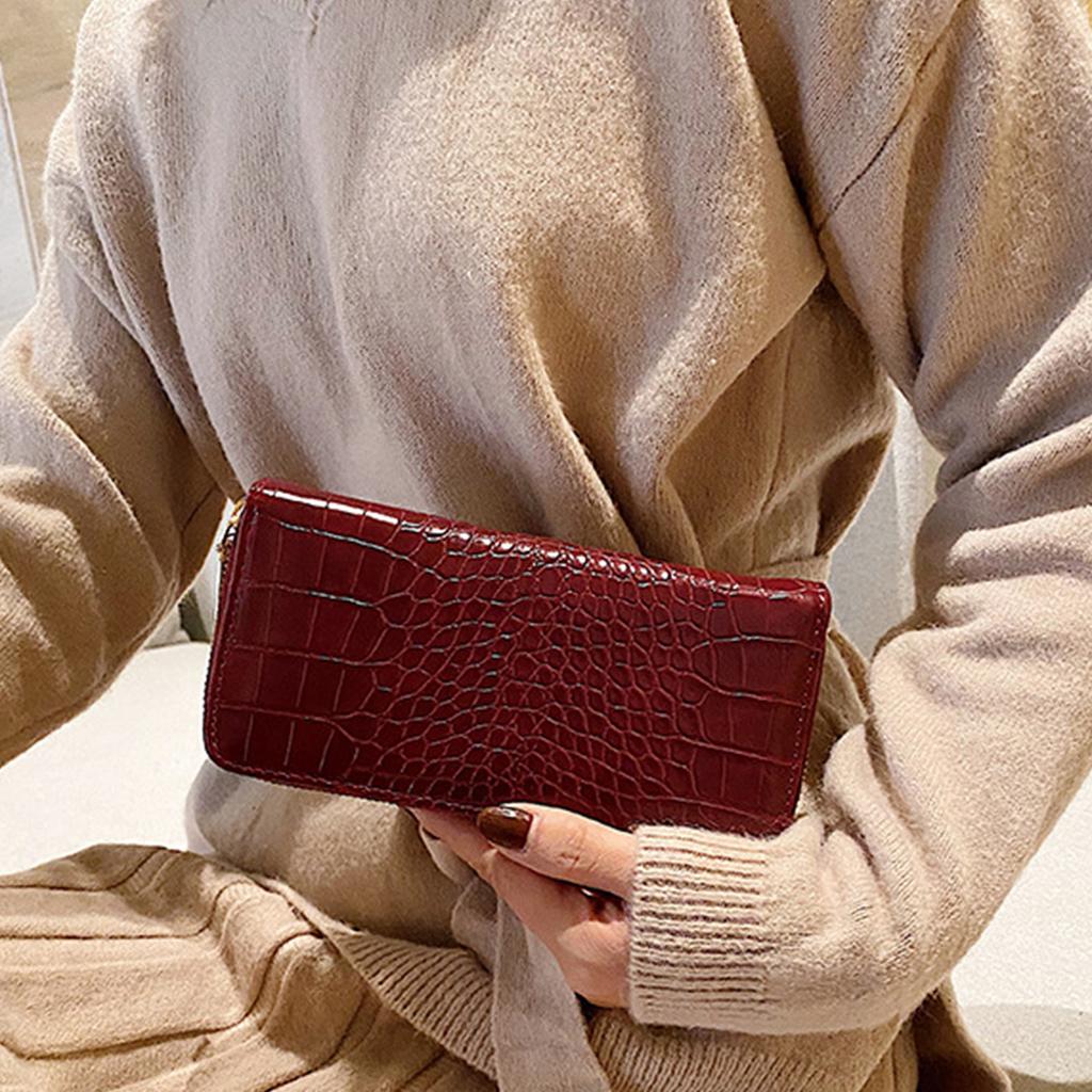 Elegant Women's PU Leather Wallet Multiple Card Slots Zipper Long Wallets Lady Purse Suitable for Everyday Use