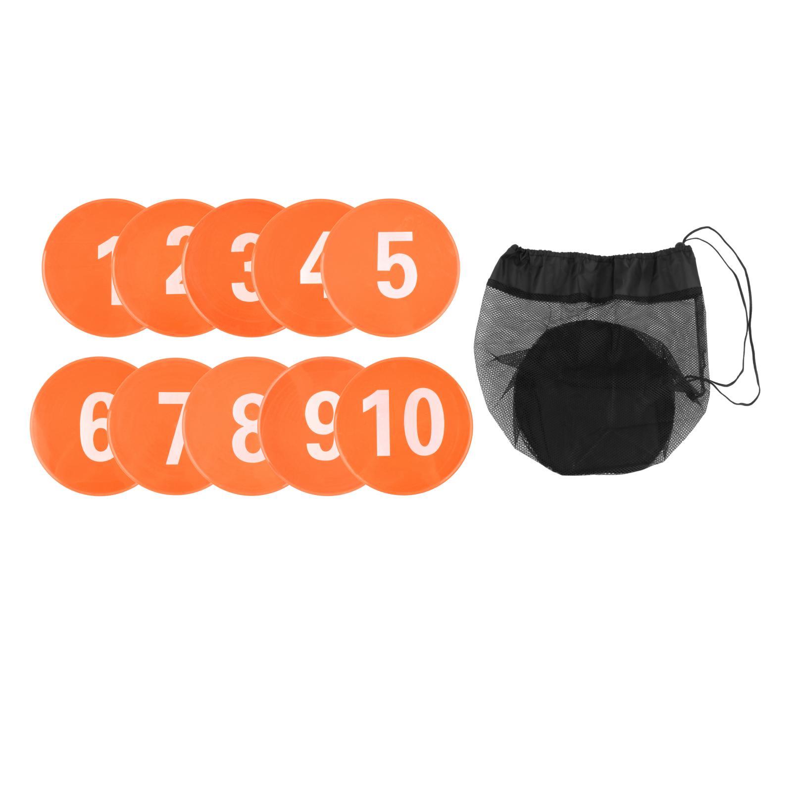 10Pcs Numbered Floor Spoting Markers Skill Training Mats Speed Agility Gym Floor Practice Flat Disc Markers for Basketball Kids оранжевый