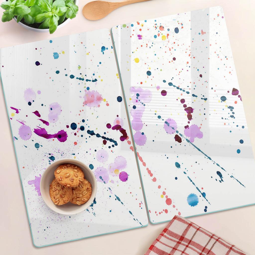 Durable And Stylish Glass Boards With Abstract Stain Pattern 2X30X52 Cm