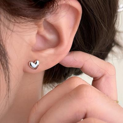 Super Mini Metal Heart Stud Earrings for Women Girls Daily Wear Jewelry Simple  Color Trendy Cute Geometry Earrings Gift