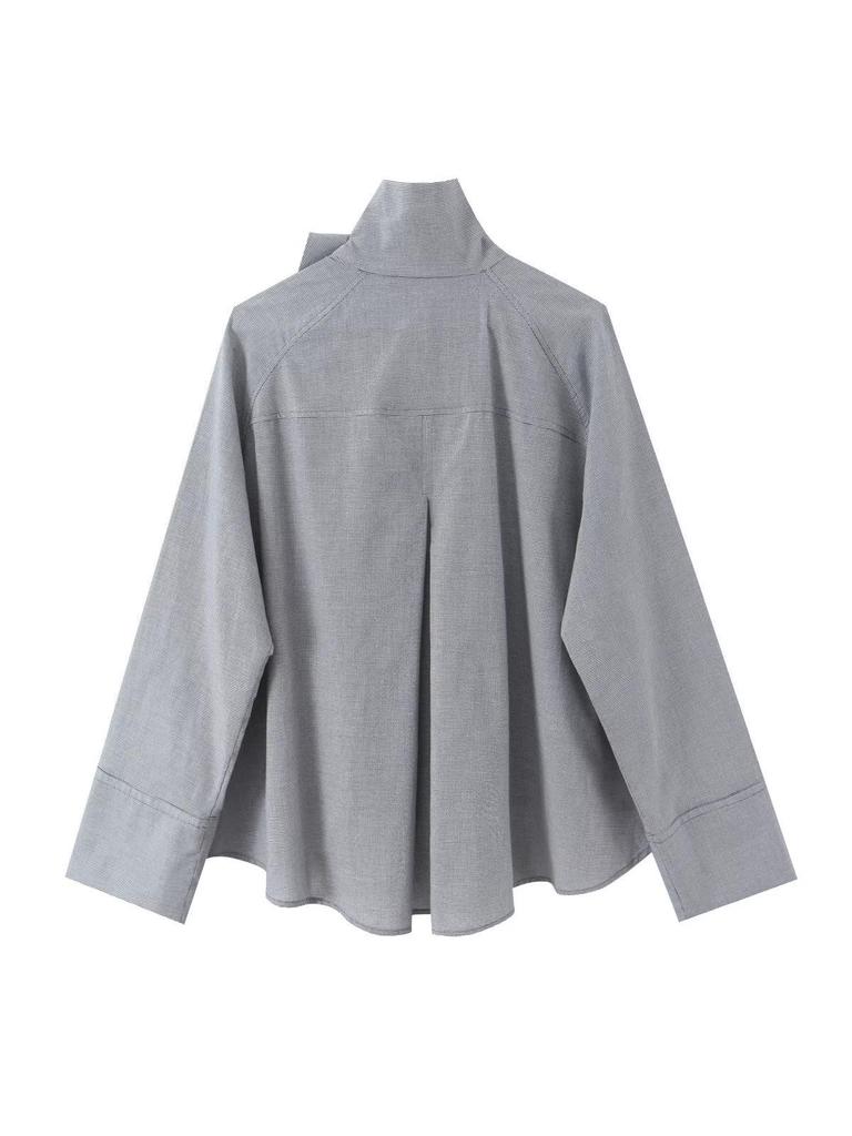 2025 Women's Autumn/Winter European-American Casual Loose Long Sleeve Slanted Button Shirt