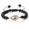 Devil's Eye Round Bead Bracelet with Plated Alloy Woven Cord