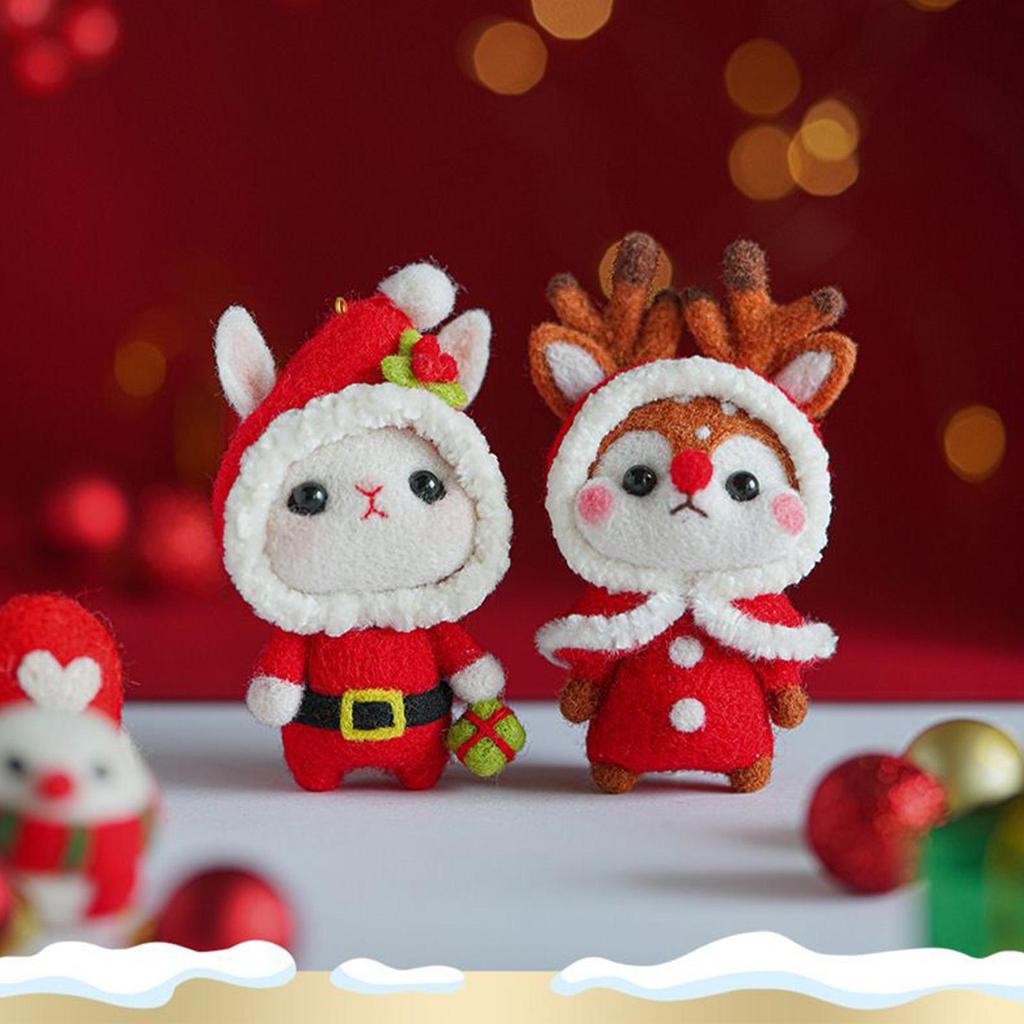 Felt Christmas Animal Ornaments DIY Bunny Elk Decor Craft Animal Material Set For Kids Adults Christmas Tree Wall Room Classroom