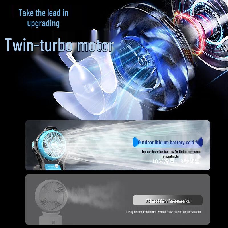 BAIPUXI 12-inch Rechargeable Outdoor Turbine Fan CN Plug (adapter Included)