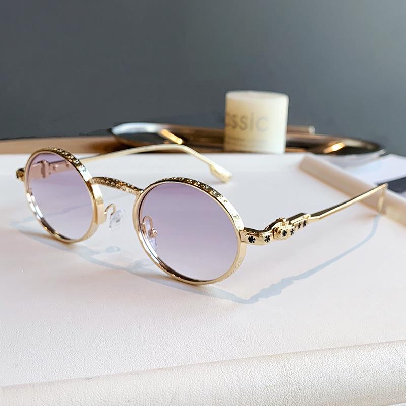 Retro Small Frame Punk Hip Hop Round Sunglasses - European & American Street Style for Women
