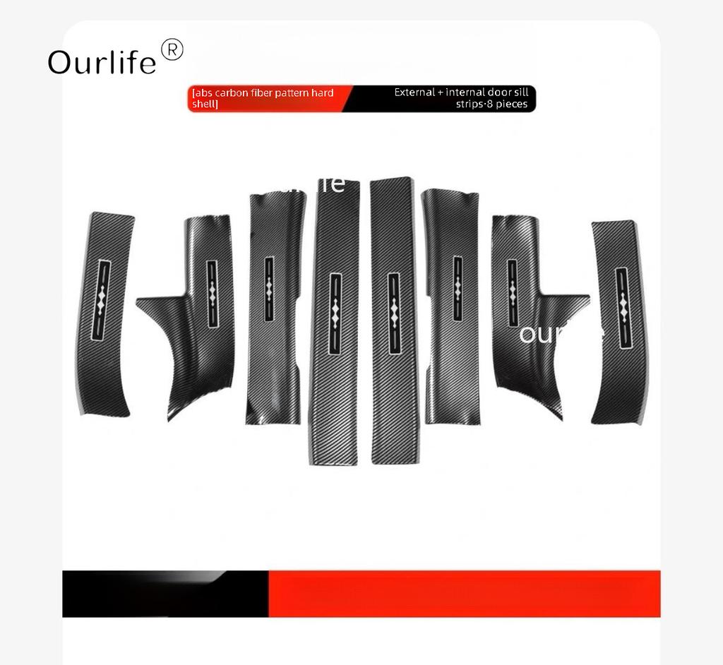 For BYD Leopard 5 DENZA B5 2026 2025 Car stainless steel Threshold Protection Sticker Guard ABS Carbon fiber Protector