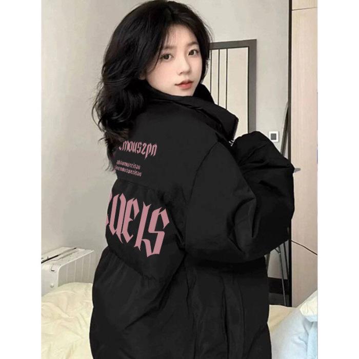 

Модное хлопковое пуховое пальто унисекс 2024 года — свободный крой, теплое, в корейском стиле, универсальный дизайн для женщин и мужчин. L чёрный