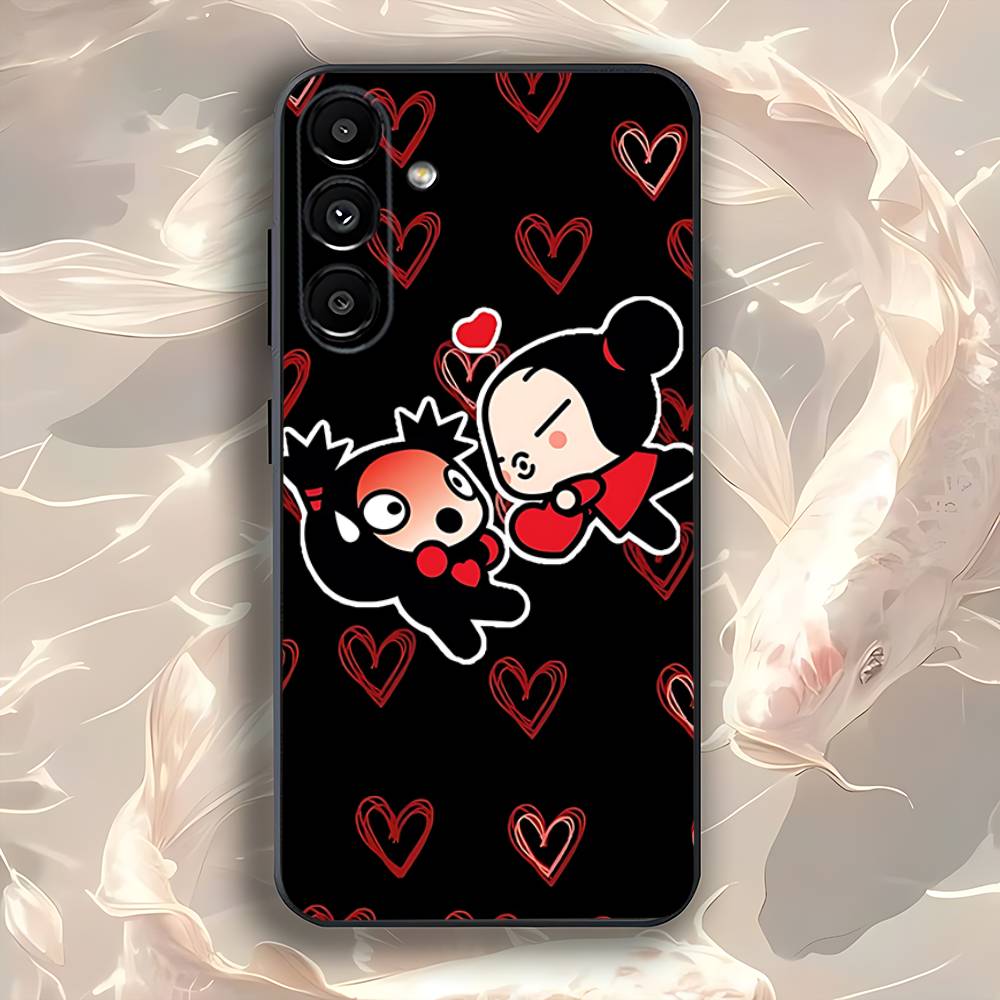 P-Pucca-as Cartoon G-Garu-us For Samsung Galaxy A73,52,32,71,41,53,31,72,22,5G,J7,Note,8,9 Soft Black Dust-proof Cover