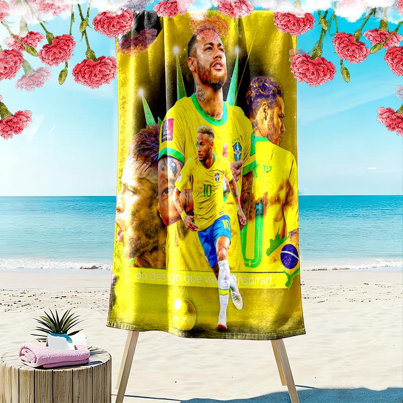 Asciugamano da Spiaggia con Stampa di Neymar, Asciugamano Grande Morbido ad Asciugatura Rapida per Spiaggia Campeggio Nuoto