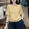 ZANZEA Women Summer Casual Hollow Lace Patchwork Short Sleeve Blouse