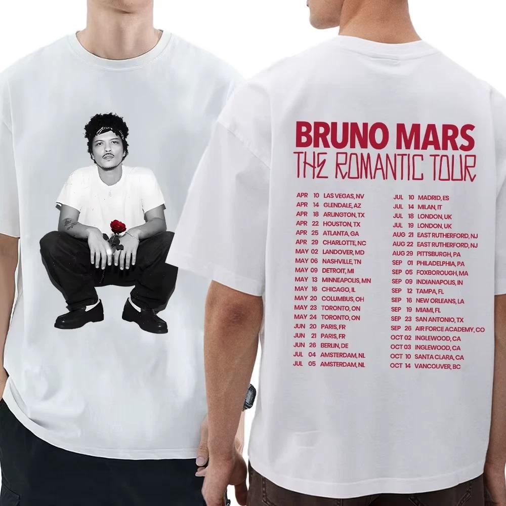 

Bruno Mars The Romantic Tour T-Shirt for Men Classic Concert Graphic Tee Retro Pop Double-Sided Print Short Sleeve Casual Top 5XL різнокольоровий
