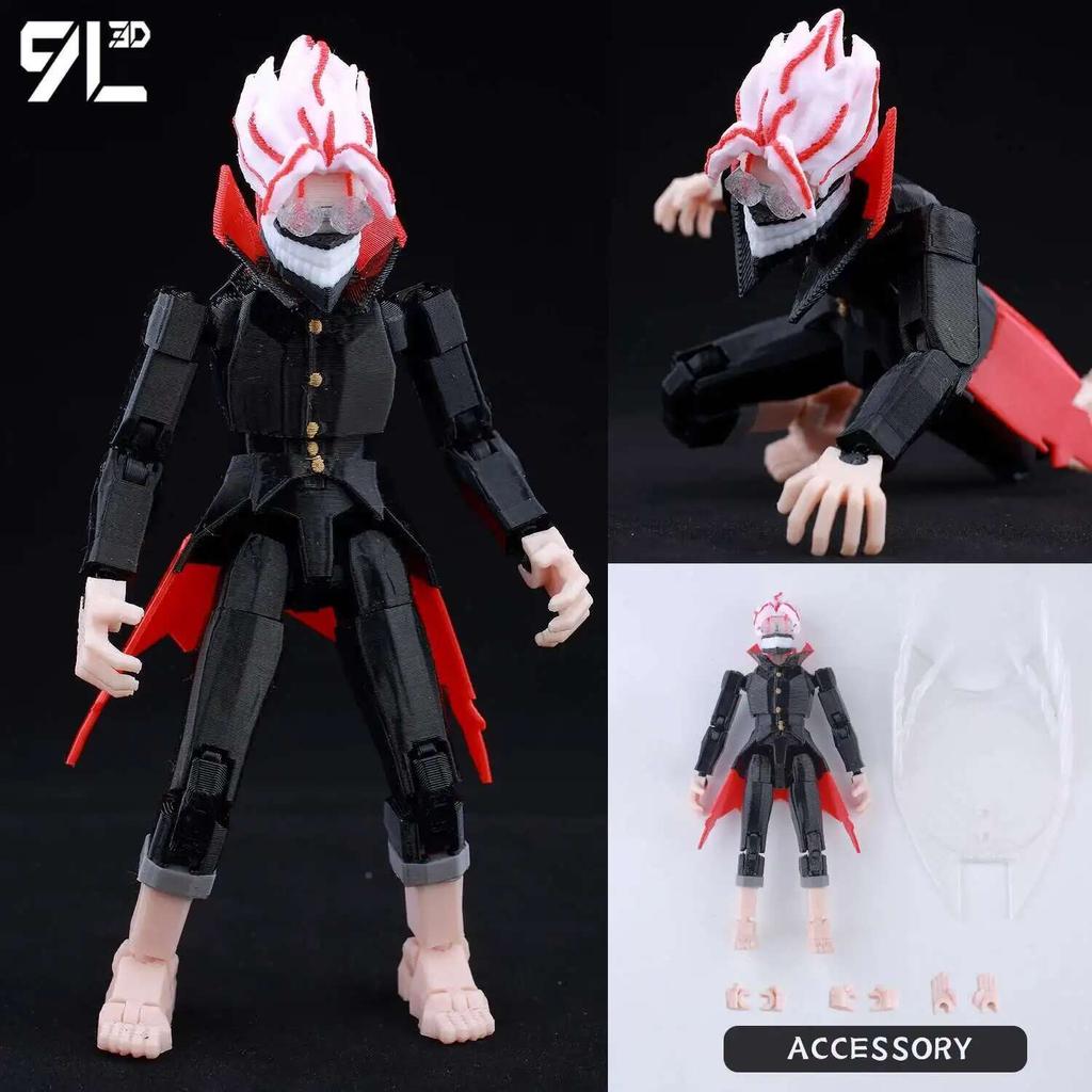 9L3D Printed MultiJointed Action Figure Invincible3.0 Black Yellow Color Scheme Battle Suit Lucky Dummy 13 T13 Collectibles Toy