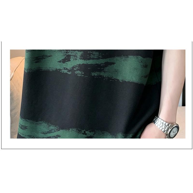Men's Summer Cool Cotton Printed Round Neck Short Sleeve T Shirt Youth Casual Plus Size Printed Tee Basic Casual Top