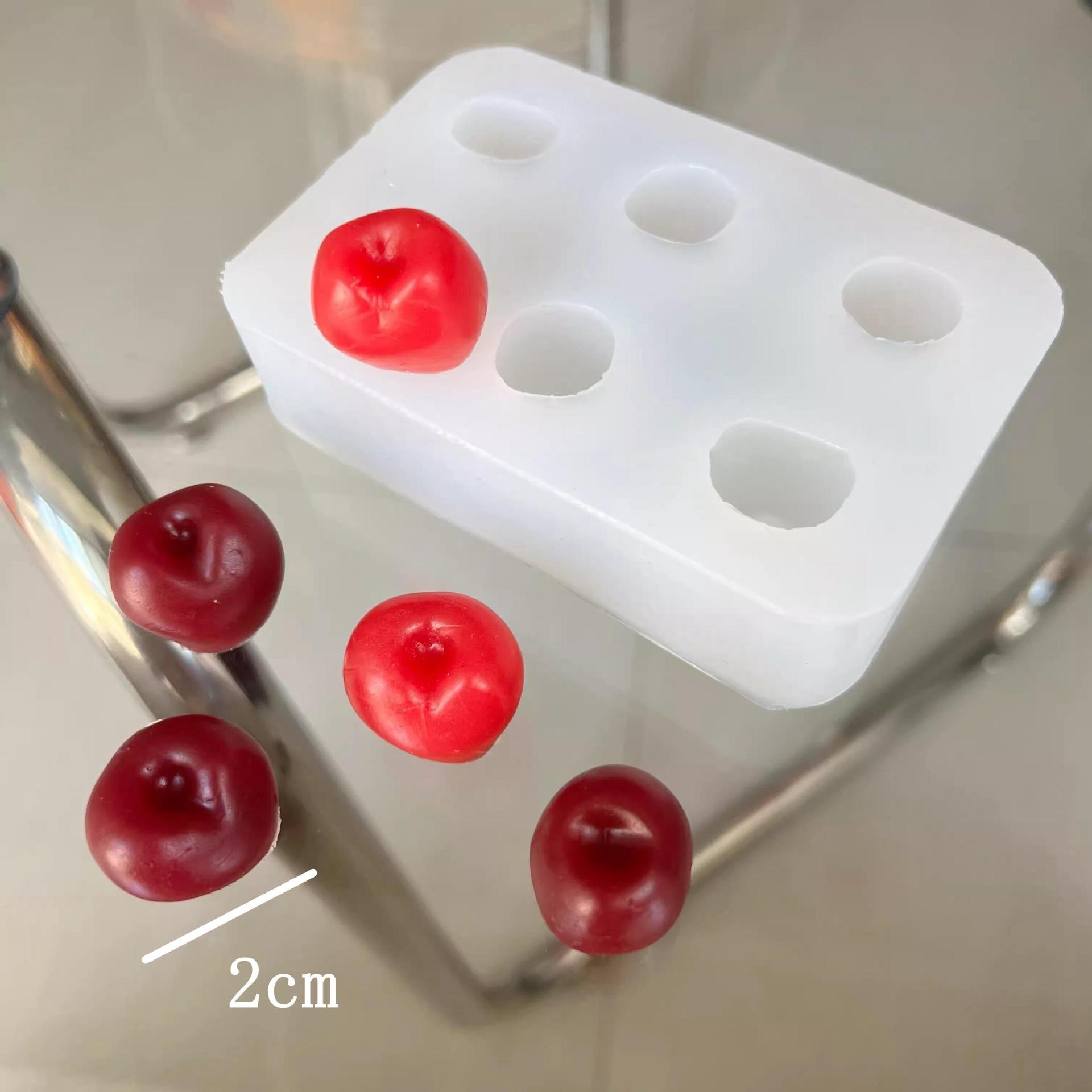 

3D Cherry Fruits Silicone Mold DIY Baking Cake Decoration Supplies Clay Gypsum Candle Making Tool Handicrafts Decoration белый
