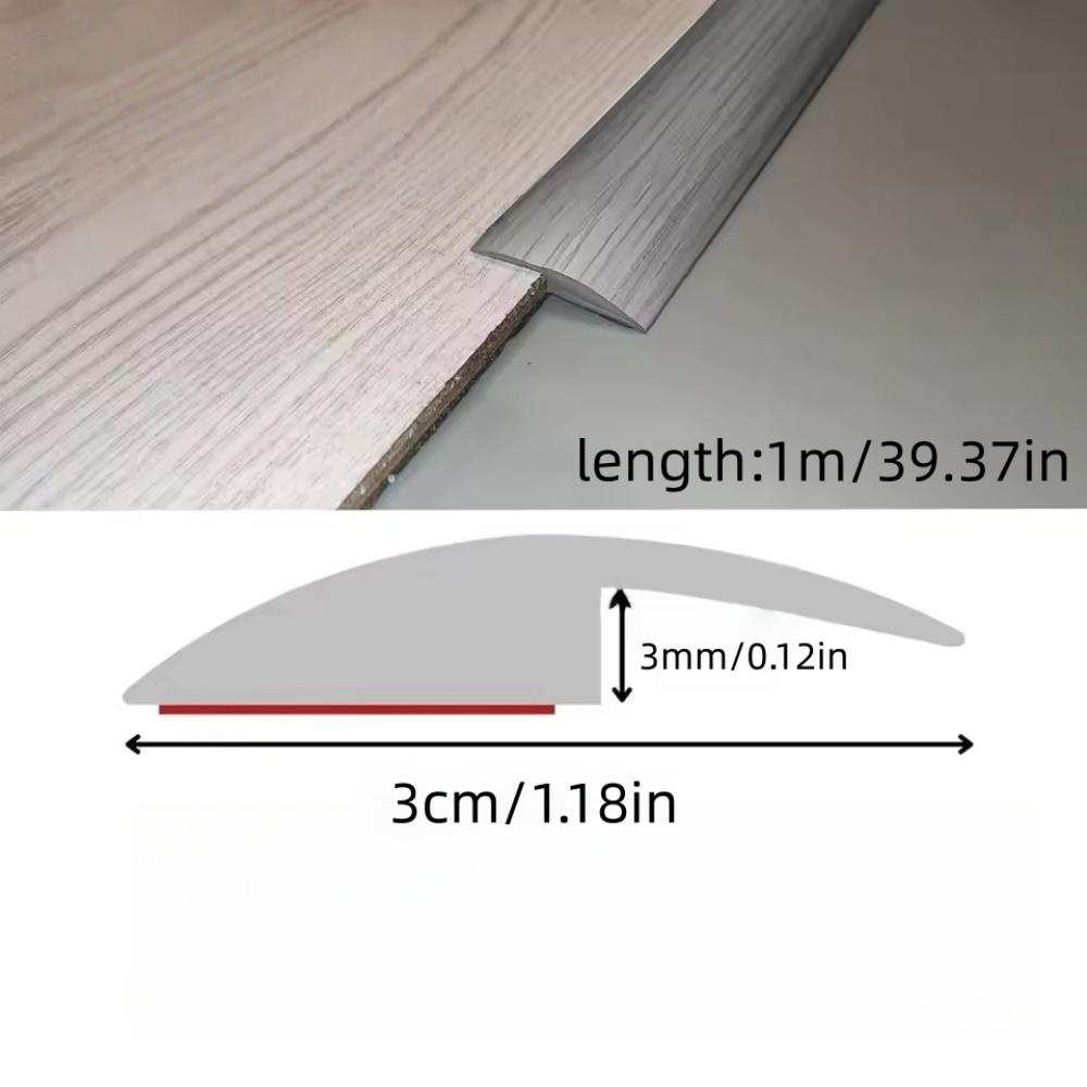 1PC 1m/39.37inch Carpet To Tile Floor Transition Strip Wear-resistant Cuttable Edging Trim Strip PVC Self Adhesive Threshold