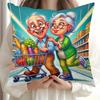 1 Pillowcase, Featuring an Image of an Elderly Couple Happily Walking While Grocery Shopping, 2D Flat Printing, Single-sided Print, No Pillow Insert I