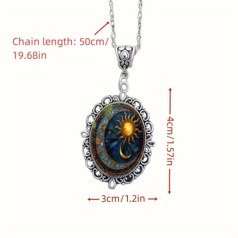 Pendant Charming Sun and Moon, Pattern, Vintage Romantic Jewelry Necklace