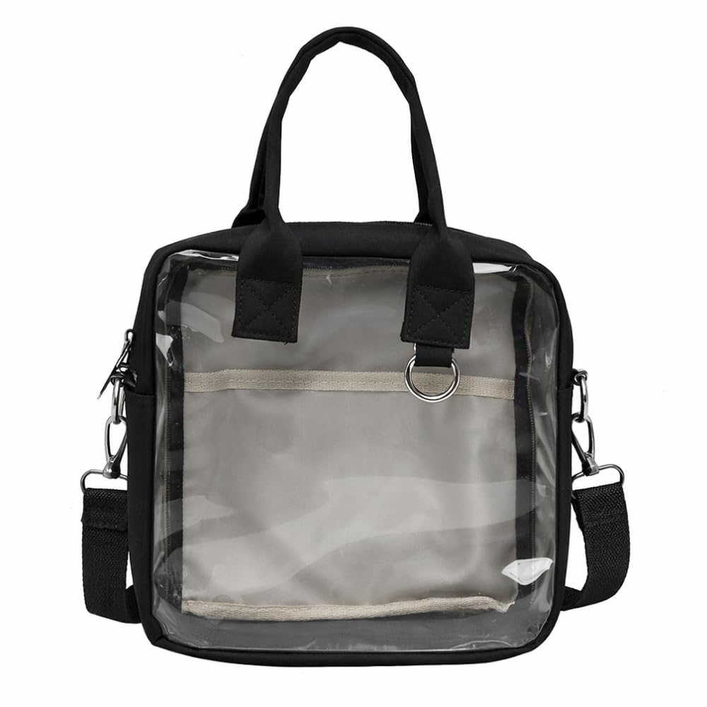 [ideastore] Ita Bag, Clear, with Window, 2-Way ShoulderHandbag, Cute (Black)