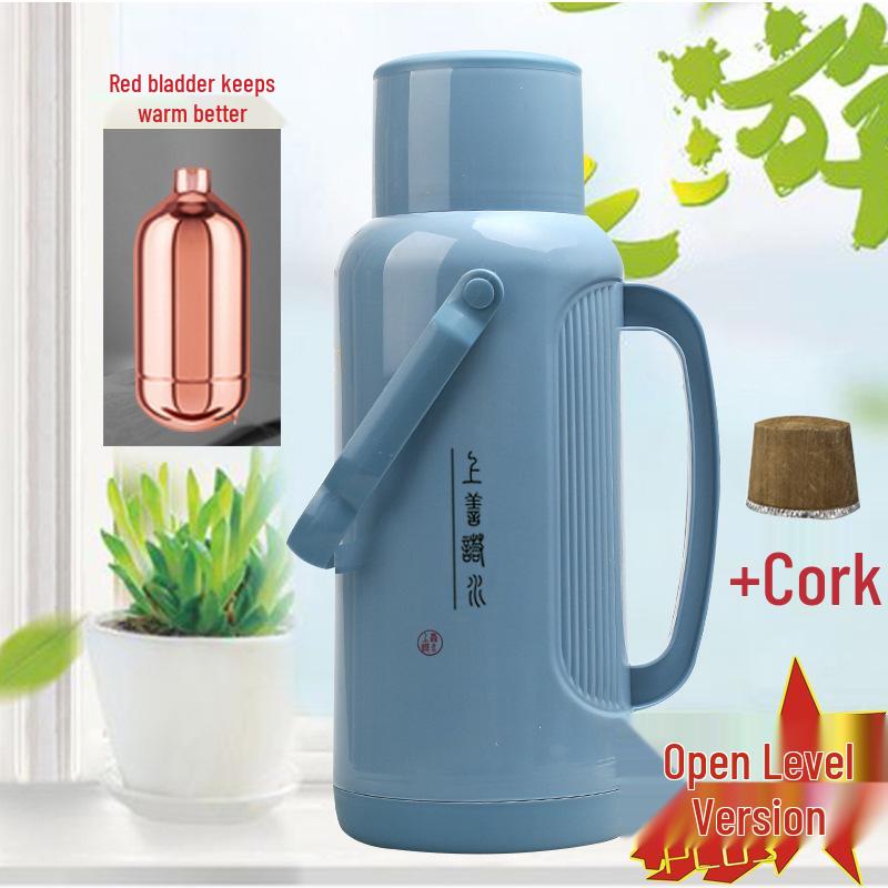 Leather-Covered Glass Liner Thermos Bottle for Dorms - Keeps Water Hot