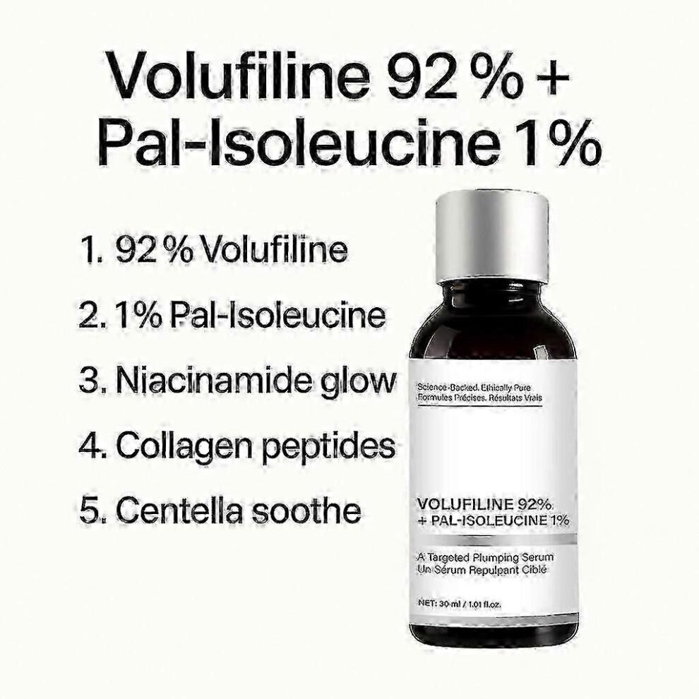 (3pcs)Volufiline 92% + Pal-Isoleucina 1% Siero Anidro Rimpolpante, Siero Volufiline, Cura della Pelle del Viso per Perdita di Volume, Elasticità Cutanea, 30ml