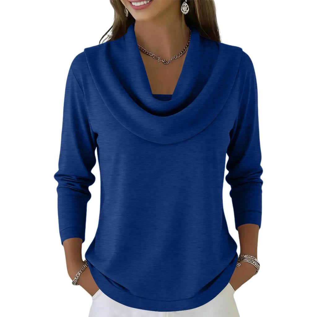 Women's Casual And Fashionable Round Neck Long Sleeved  Solid Color Top Sweater