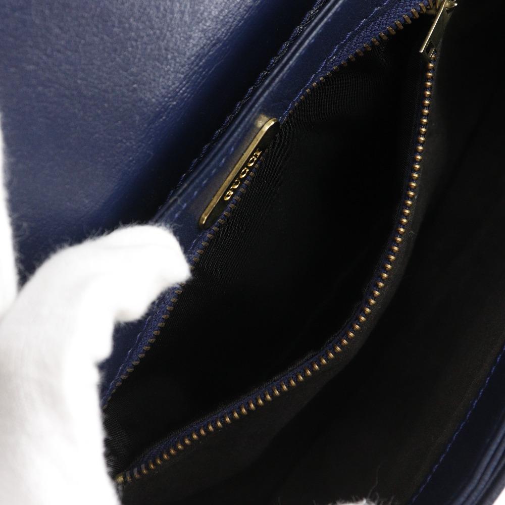 GUCCI Old Gucci Shoulder Bag vintage Navy blue Calfskin Women Used