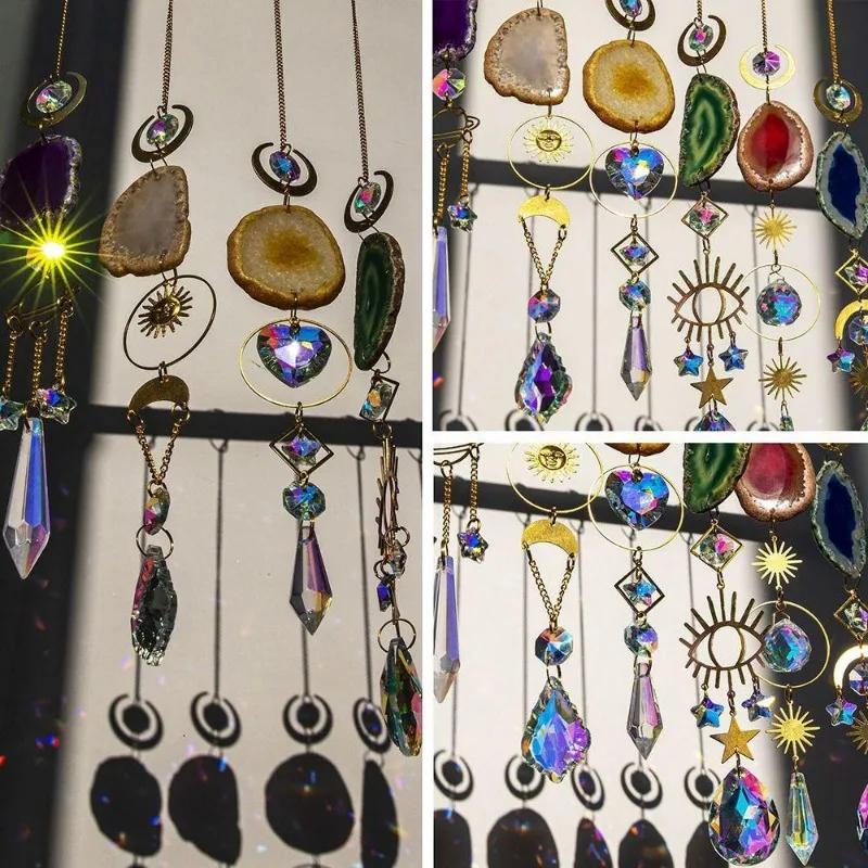 Agate Raw Stone Suncatcher Crystal Sun Catcher Rainbow Manufacturing Hanging Window Car Hanging Accessories Prism Ball