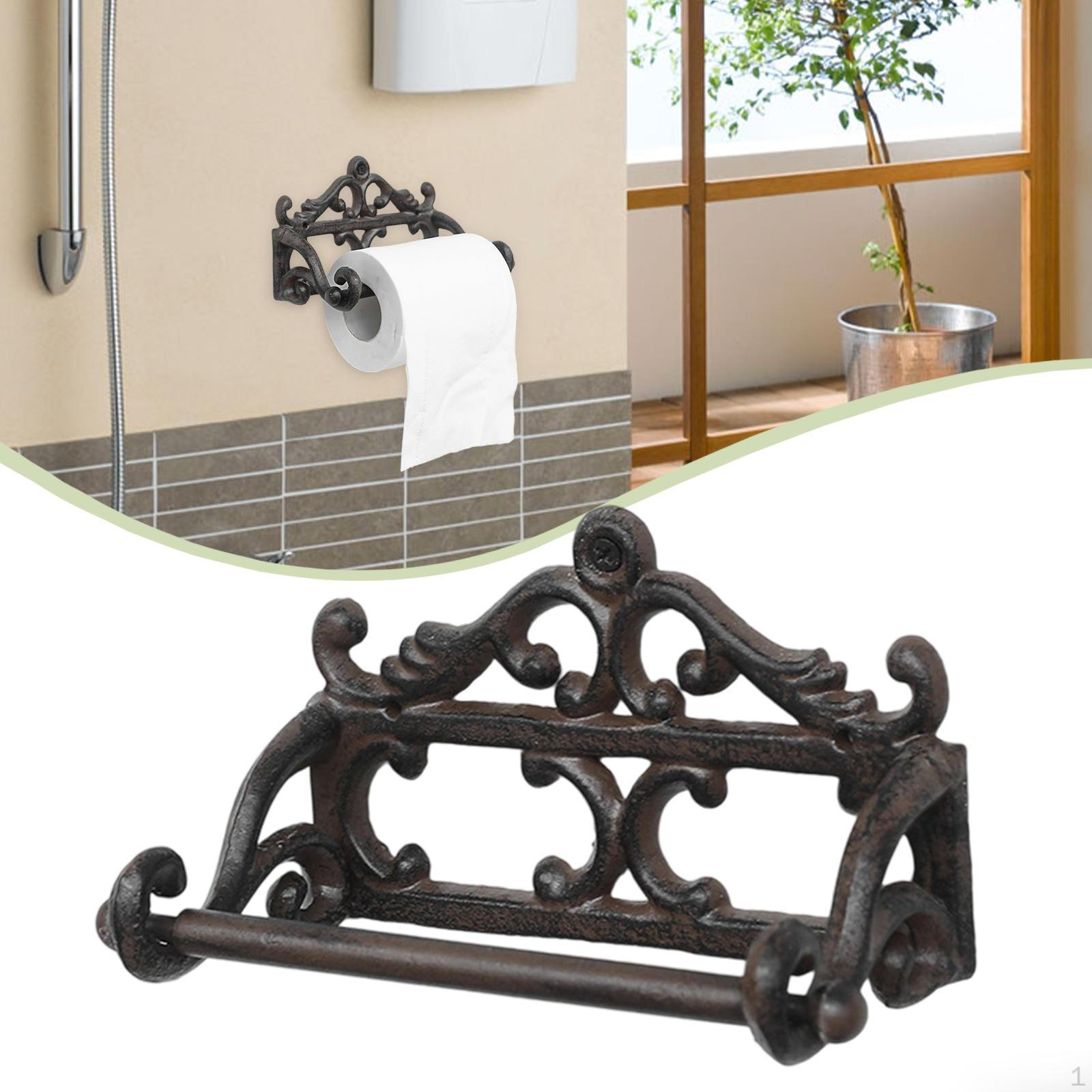 

Toilet Paper Holder Roll Dispenser Decorative Iron Easy to Install Retro Towel for Kitchen чёрный