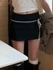 Sweet Basic Patchwork Bandage A-Line Skirt Casual Slim Low-Waisted Mini Skirts Women 2024 Summer Fashion Streetwear Lady