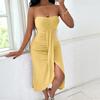 Women's Strapless Cutout Asymmetrical Dress Irregular Hem