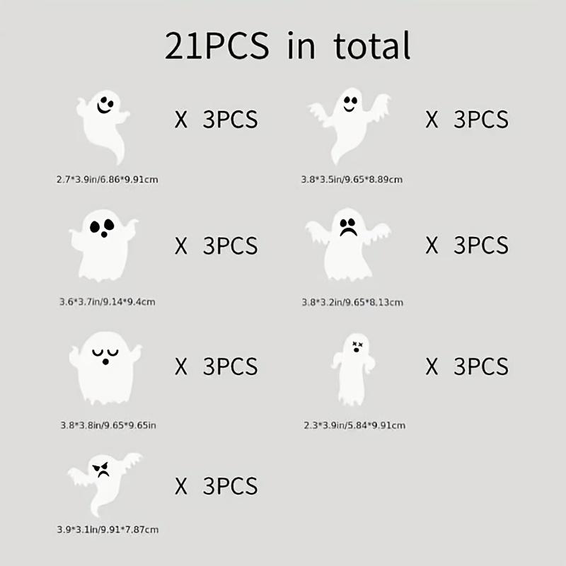 21-Piece Set of Halloween Wall Stickers – Self-adhesive Ghost Wall Stickers for Bathroom, Living Room, Porch, and Home Decoration