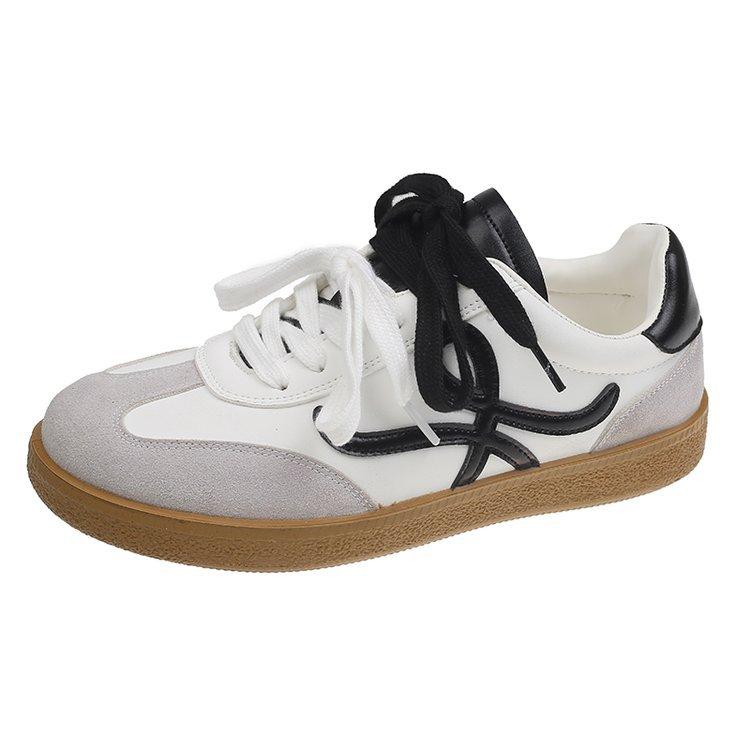 

Leather German training shoes women s 2025 autumn new thick-soled versatile retro soft-soled lace-up casual sports Forrest Gump shoes 35 белый