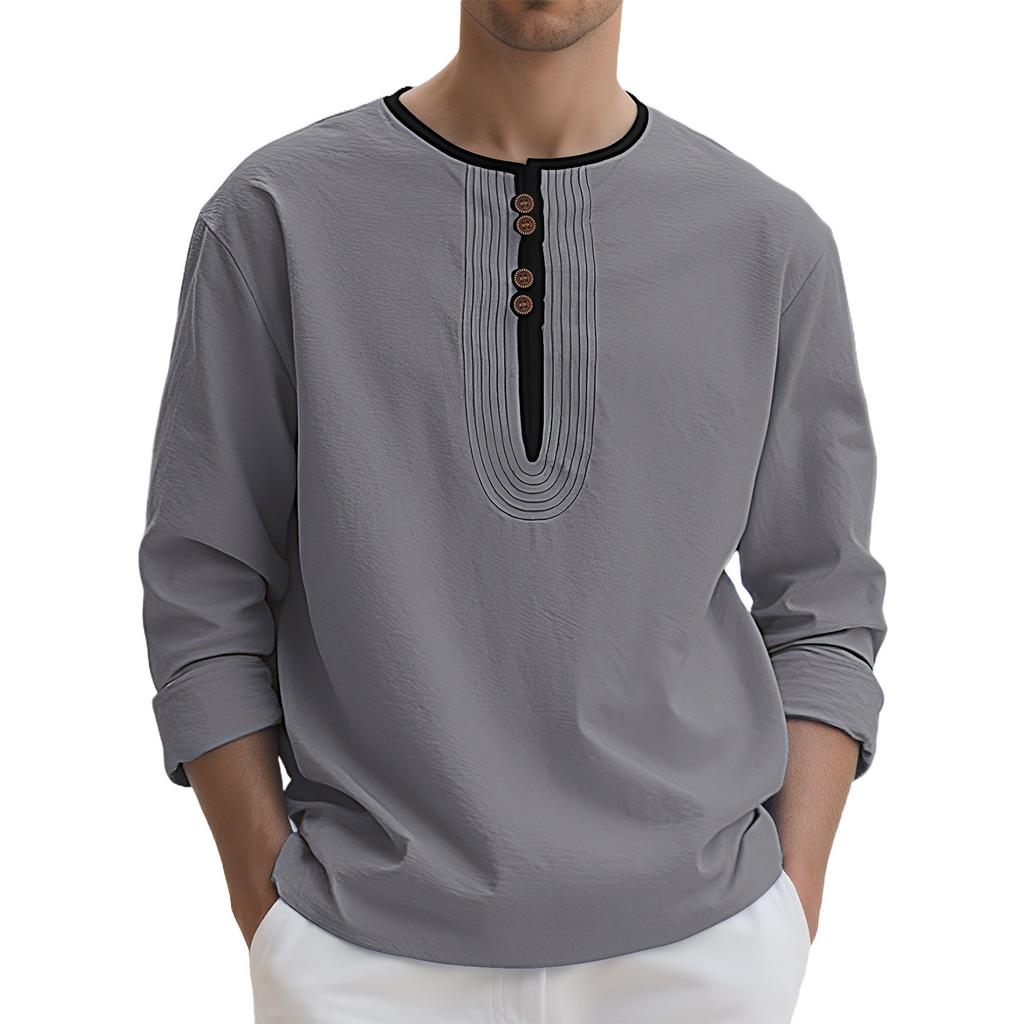 New Solid Color Linen Design For European And American Men's Casual Sports