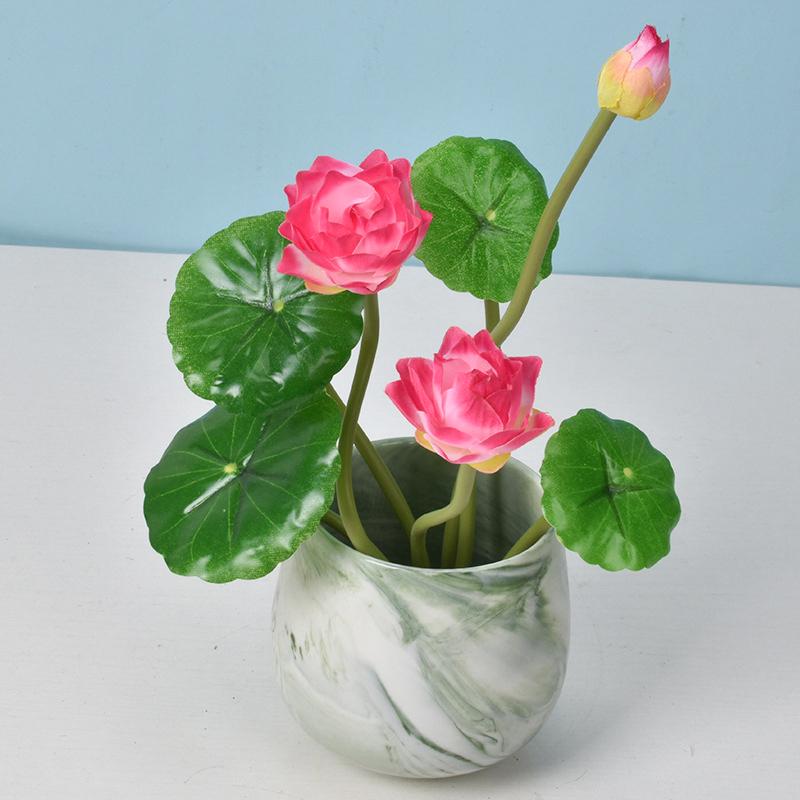 Artificial Flower Simulation Silk Lotus Green Plants Decoration Fake Flowers for Home Hotel Garden Living Room Table Decor