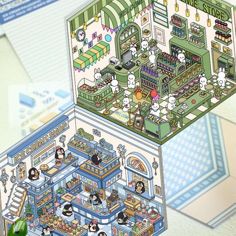 Make Your Own House Stickers 3D Effect Scrapbook Stickers Fun Landscaping Stickers for Adults and Children Creative DIY Stickers