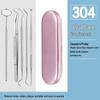Dental Oral Care Tool Set: Stainless Steel Mouth Mirror, Probe, Tartar Remover, Toothpick