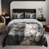 Cute Cat Print Duvet Cover Set - Soft Breathable Polyester Bedding For All Seasons Includes 1 Duvet Cover 2 Pillowcases