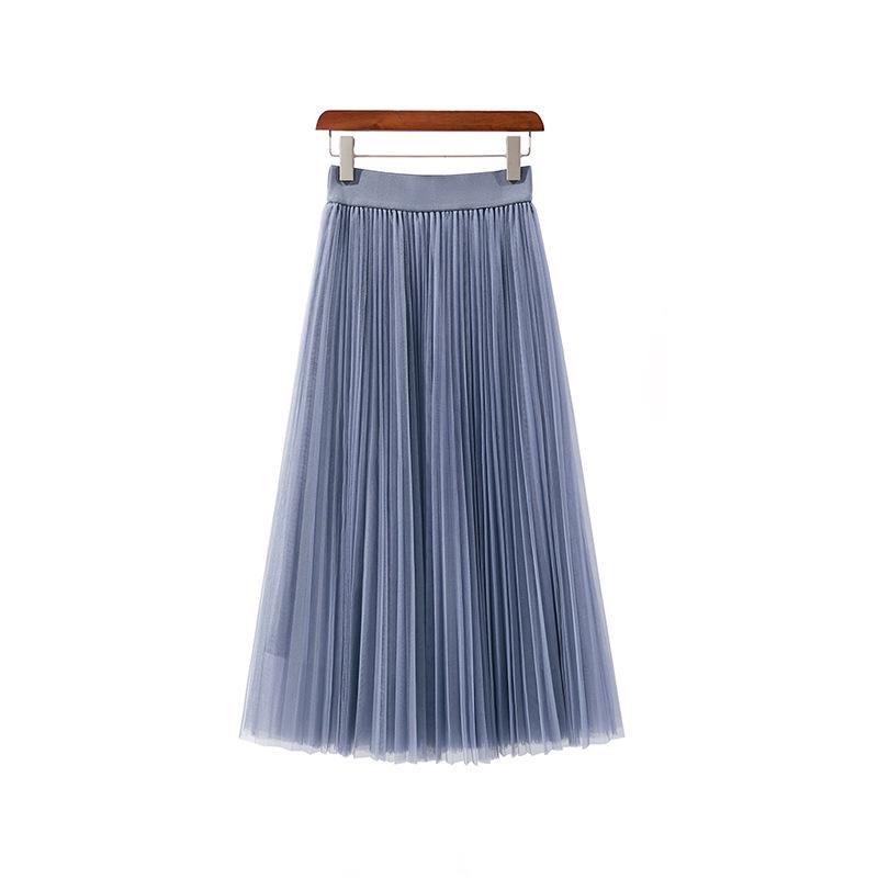 Round Versatile Three-Layer Mesh Pleated Long Skirt for Women - 6-Meter Wide Hem, 2026 Spring/Summer Collection