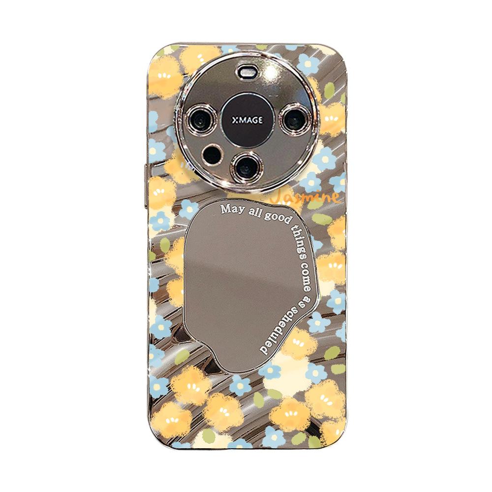 Mirror Phone Case for iPhone 16 11 13 14 for 16 Pro 12 13 15 16 Pro Max for Samsung A15 A16 A35 A55 Cute Cloud Flower Puppy Electroplated Phone Case