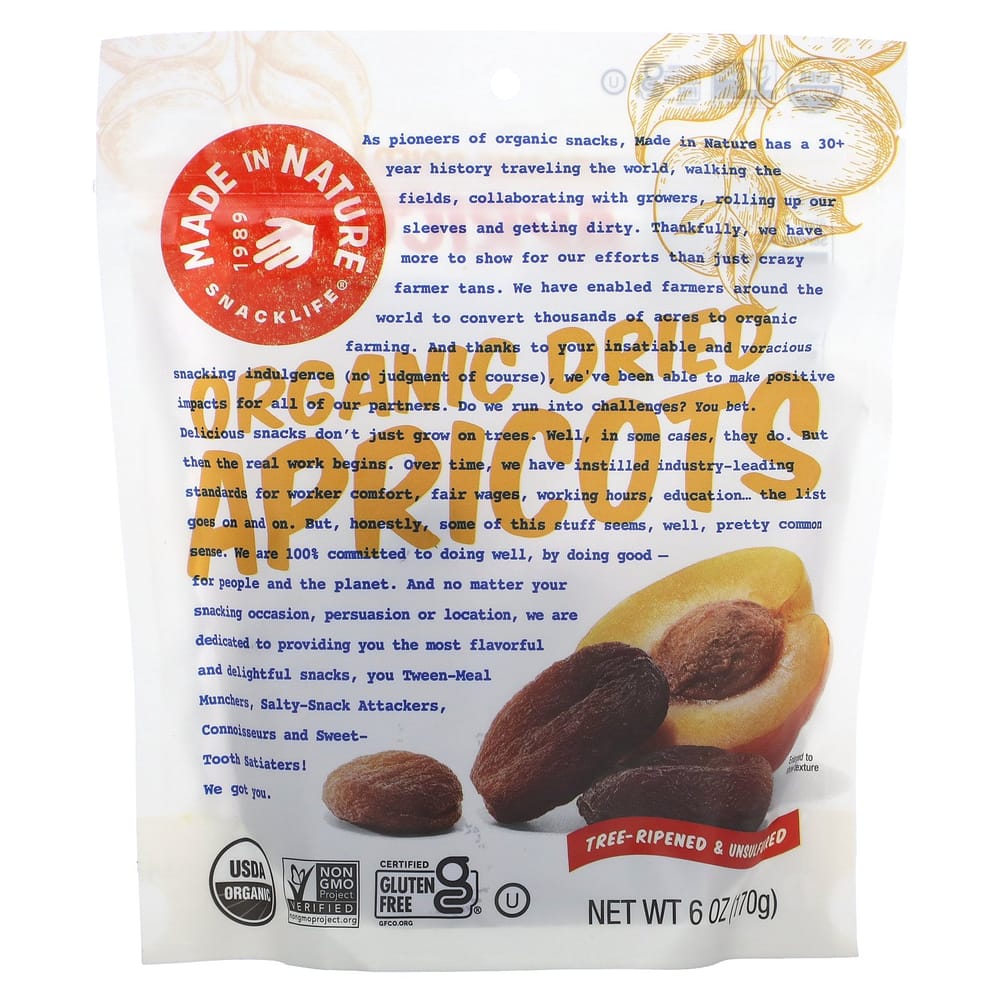 iHerb Made in Nature Buff Supersnacks Dried Apricots, 6 oz (170 g)