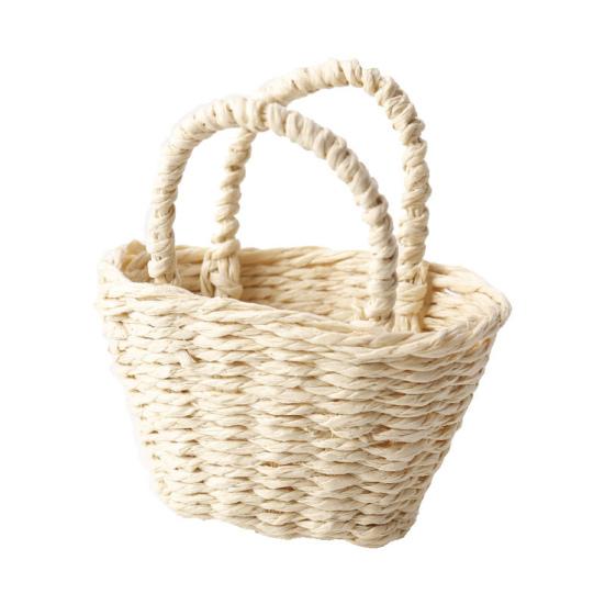 Yousheng 1:Dukkehuskurv i skala 12 Mini flettet kurv med håndtak Mikroscene Vevd oppbevaringskurv med blondekant for dukkehustilbehør