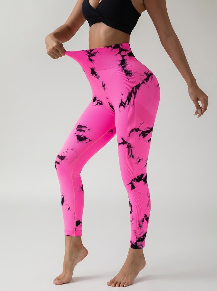 Modieuze Heldere Tie-Dye Hoge Taille Yogabroek, Verkrijgbaar in 10 Spetterende Kleuren, Rekbaar en Zacht, Meerdere Kleuren om uit te Kiezen