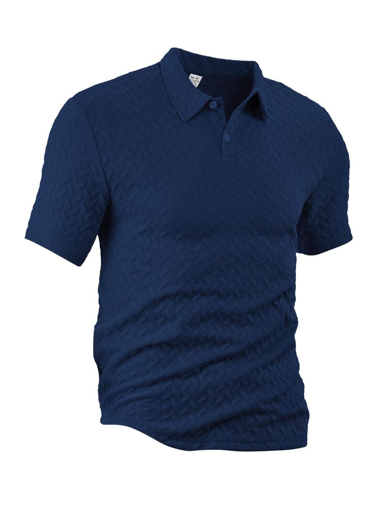 Men's Breathable Sweat Wicking Sweatshirt, Loose and Casual, Solid Color Jacquard Fabric, Men's Short Sleeved Polo Shirt