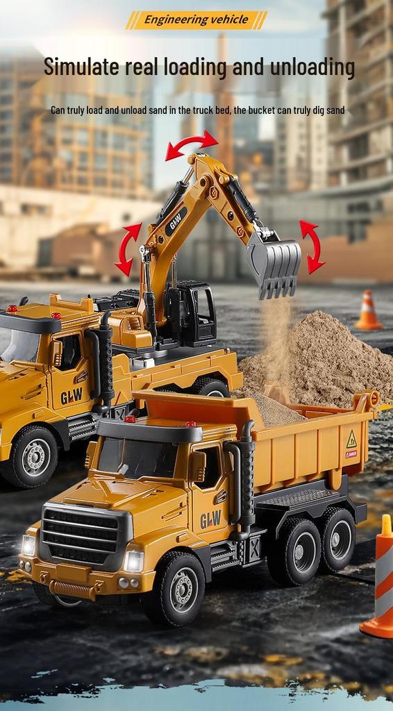 Douyin Alloy Children's Crane & Excavator: Inertial Sound & Light Mixer Truck Model