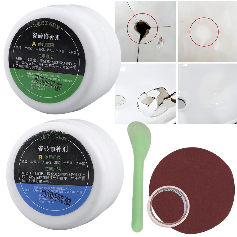 Tile Repair Kit Ceramic Floor Tile Toilet Washbasin Repair Glue Crack Repair Caulk Glue Tile Stone Crack Repair Kit for Cracks