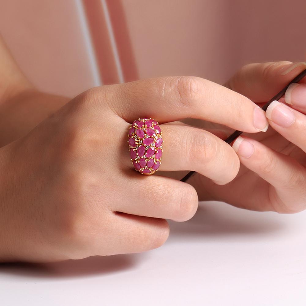 Elegant Natural Ruby Women's Noble Jewelry Set Real Gemstones 925 Steling Siver Earrings Ring for Anniversary and Wedding Gifts