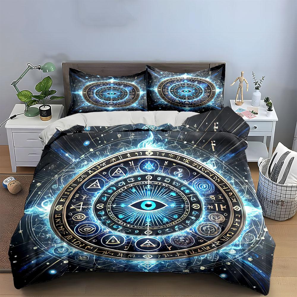 Spiritual Symbol Decor Set Bedding Set With 1 Duvet Cover 2 Pillowcases Single Double King Queen, Gift